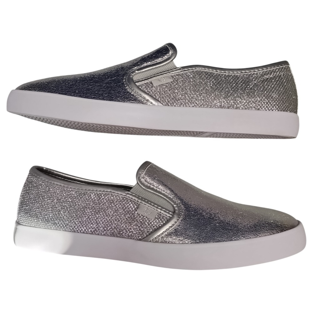 G by Guess Malden Flats Women's US 10M Silver White Leather Sole Comfort Slip On